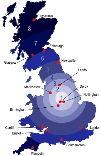 Delivery zones